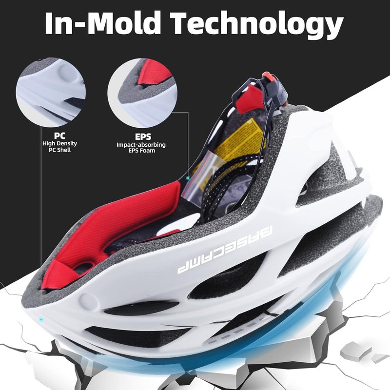 BASECAMP Bike Helmet, Bicycle Helmet with Rear Light & Detachable Magnetic Goggles Lightweight Cycling Helmet Adjustable for Adult Men Women Mountain & Road (BC-069) - Image 5